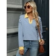 thumbnail image 2 of IWEMEK Tops for Women Casual Loose Fall Sweatshirts Baggy Color Block Stripe T Shirts Fashion Fancy Chic Tunic Tees, 2 of 7