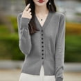thumbnail image 5 of Nuevo suéter tipo cárdigan para mujer, moda Otoño Invierno, suéter de punto con cuello en V, color sólido, ropa básica femenina, cárdigan suave de calle alta, 5 of 5