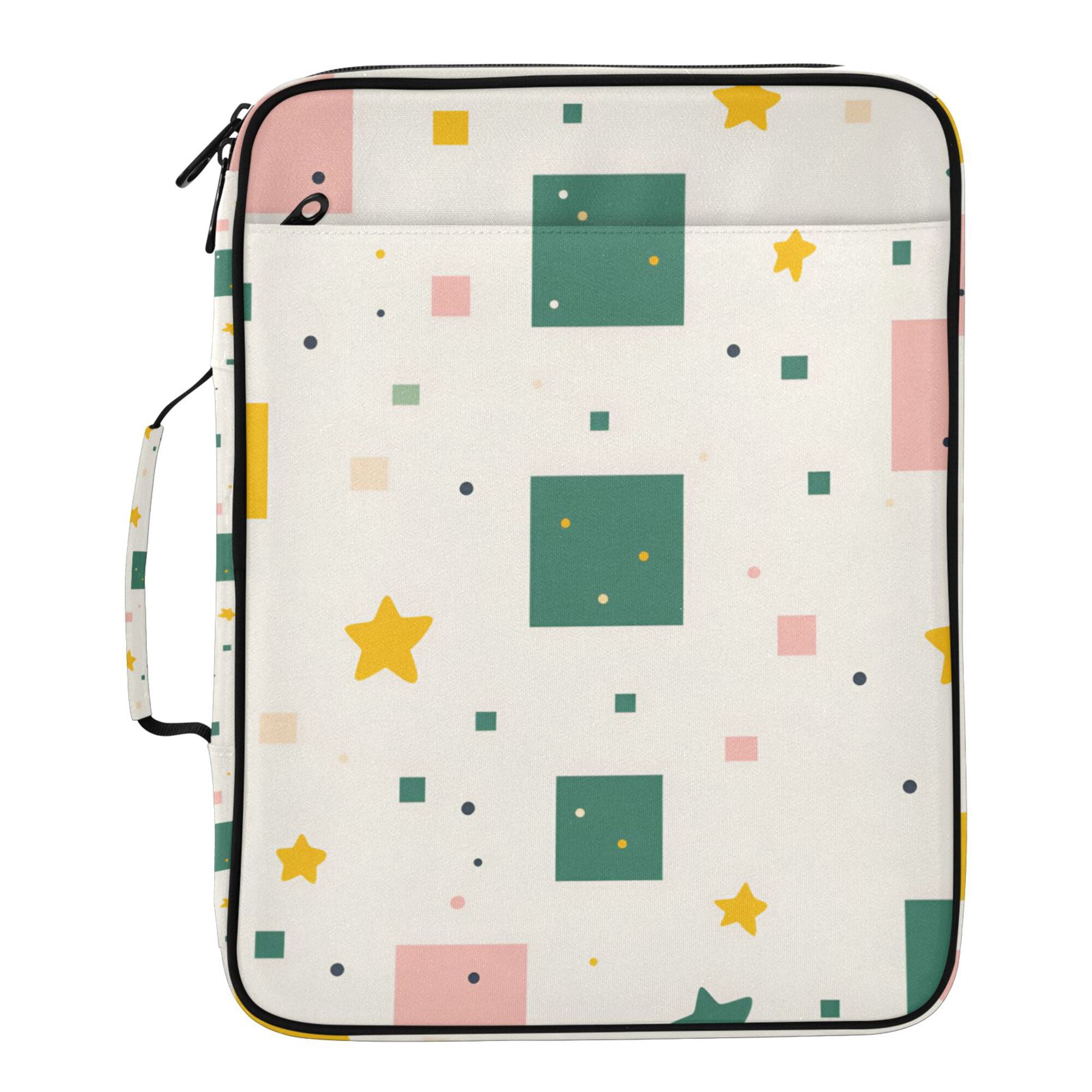 FORMRS Accordion File Folder A4 Size 7-Pocket Expanding Document Organizer Bag with 3 Ring Binder, Green Abstract Pattern