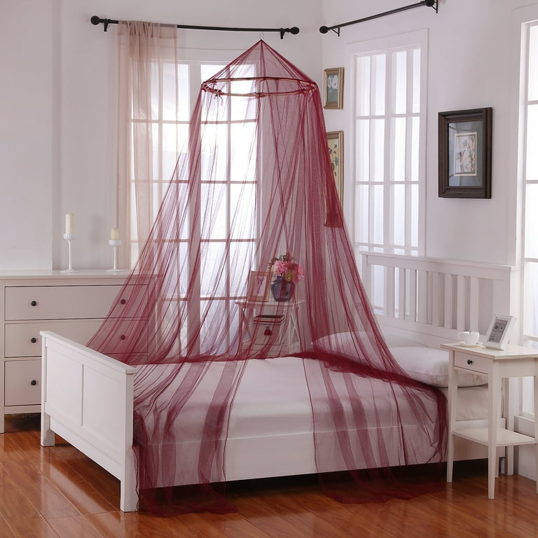 Burgundy bed canopy discount