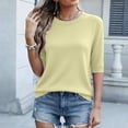 thumbnail image 6 of Only Moment Crewneck Threadcloth Summer Clothes 2027 Casual Spring Tops Yellow,L, 6 of 9