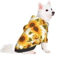 thumbnail image 2 of Fotbe Modern Elegant Sunflower Print Small Dog Sweater Hoodies Pet Grey Hooded Soft Fleece Sweatshirts with Pocket Fall Winter Puppy Cat Sweaters Warm Clothes-Large, 2 of 7