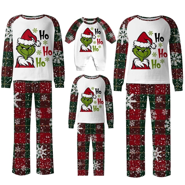Pijamas navideños a juego Grinch - TKing Fashion 2024 Nuevos conjuntos de pijamas navideños familiares a juego Grinch, pijamas navideños navideños para parejas, adultos y niños, 3 Años