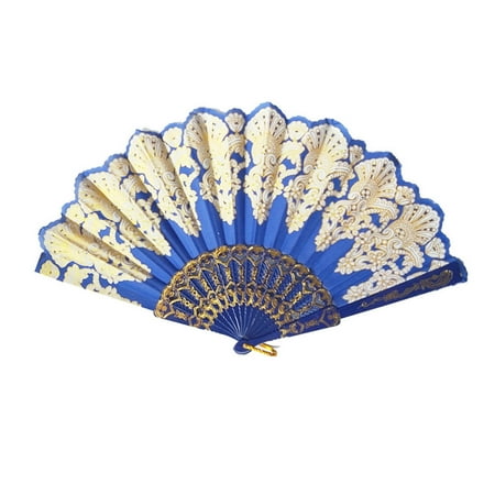 

TureClos Chinese Spanish Style Craft Fan Silk Folding Flower Fan Hand Held Dance Souvenir Gift