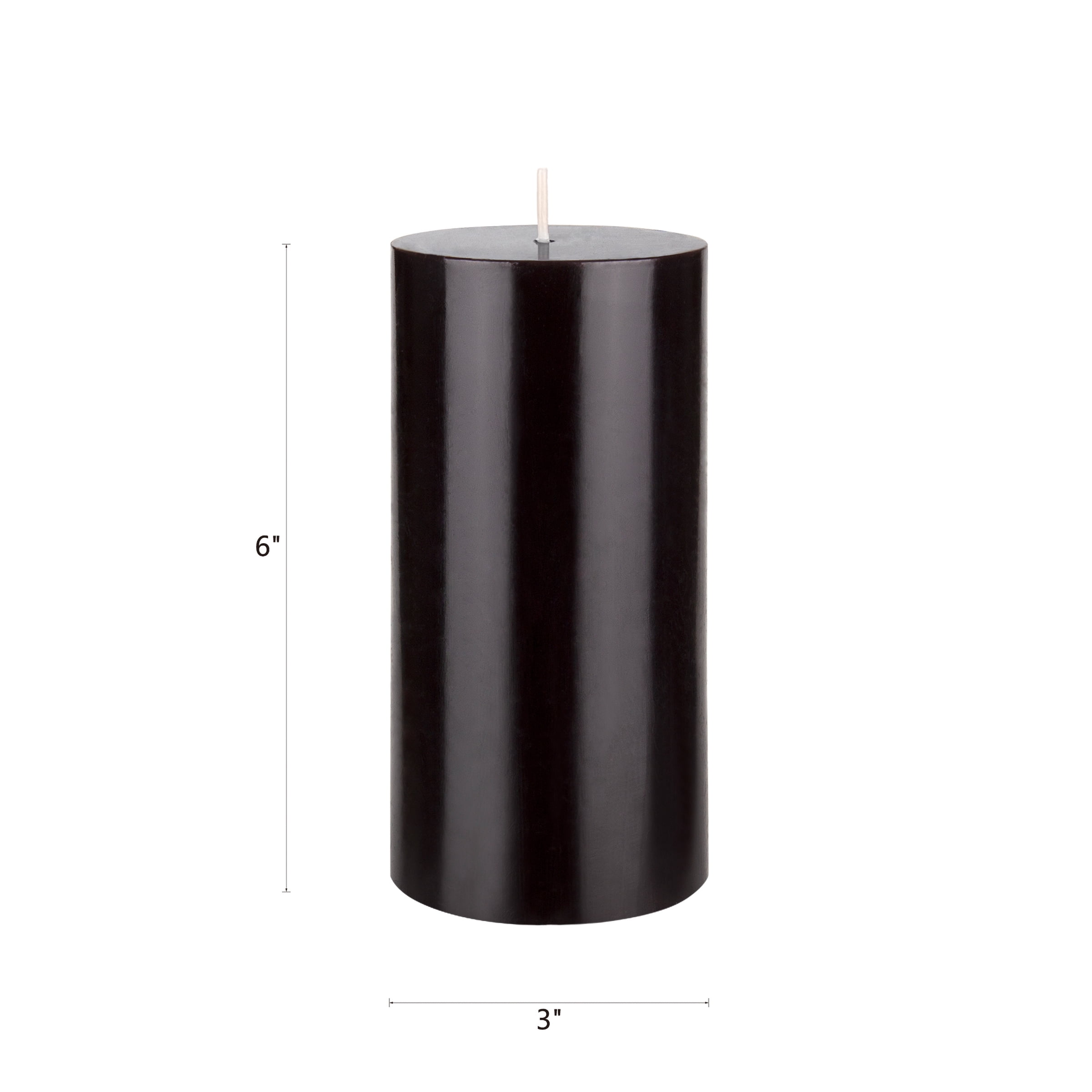 Mega Candles 3 pcs Unscented Black Round Pillar Candle, Hand Poured Premium Wax Candles 3 Inch x 6 Inch, Home Décor, Wedding Receptions, Baby Showers, Birthdays, Celebrations, Party Favors & More