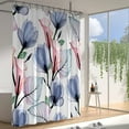 thumbnail image 3 of Floral Plant Shower Curtain for Bathroom, Watercolor Flower Curtains , Pink and Blue Flower Waterproof Machine Washable Shower Curtain with Hooks 70"W x 72"L (Pack of 1), 3 of 6