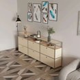 thumbnail image 4 of USM Haller Gabinete de almacenamiento Aparador Sala de estar Patas de metal de acero inoxidable Cómoda de cocina de almacenamiento modular, Blanco crema, 4 of 4