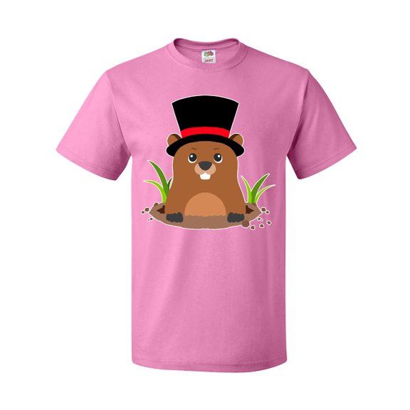 Inktastic Groundhog Day with Groundhog in Top Hat T-Shirt