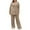 Khaki, variant on YHAJDS Women Winter Casual Pajama Suits,Sleepwear for Women,Womens Matching Pajama Set Solid Color Long Sleeve Crew Neck Plus Size Pocket Knit Warm Top Loose Pants Home Wear Winter Fall