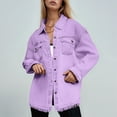 thumbnail image 3 of TrendOFT Womens Denim Jacket Basic Button Down Stretch Fitted Long Sleeves Jean Jacket Light Purple XL, 3 of 9