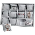 thumbnail image 1 of Bandeja organizadora de joyas con 12 rejillas para relojes, pulseras, almohadas, vitrina de terciopelo para exhibir pulseras, soporte apilable para exhibir relojes y pulseras, almohada ajustable., 1 of 6