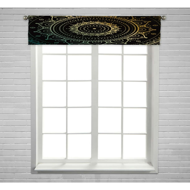 ECZJNT Gold mandala black Ethnic vintage Window Curtain Valance Rod