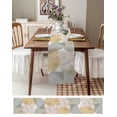 thumbnail image 3 of Table Runner Dresser Scarves 72 Inch Long, Mid Century Flower Gold Leaves Sketch Linen Dining Table Runners Color Block on White Tabletop Scarf for Wedding Holiday Party Kitchen, 3 of 7