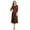 Brown, variant on Women's Casual Basic Comfy 3/4 Sleeve Flare A-line Midi Long Maxi Dress
