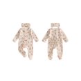 thumbnail image 3 of Cjfdfy Newborn Baby Girl Floral Footed Outfit Romper Zip Front Long Sleeve Ribbed Ruffle Trim Jumpsuit Bow Headband Infant Cute Coming Home Fall Winter Outfit, 3 of 9