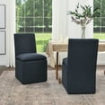 thumbnail image 2 of KINWELL 21" Wide Upholstered Armless Modern Rolling Dining Chairs with Casters Set of 2, Performance Fabric No Assembly Dining Side Chairs for Kitchen Dining Room (Indigo), 2 of 12