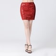 thumbnail image 4 of Dpytoraw Womens Sequin Skirt Stage Show Party Half Skirt Festival Party Short Skirt Red One Size, 4 of 5
