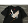 thumbnail image 4 of Streetwear Japanese Harajuku Tshirt Short Sleeves Shirt Embroidery Flying Cranes Urban Fashion Tee, 4 of 5