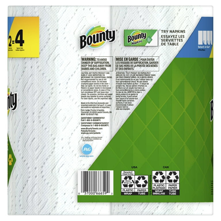 Bounty Select A Size 2 Ply Triple Roll Paper Towels 5 78 x 11 White 135  Sheets Per Roll Pack Of 2 Rolls - Office Depot