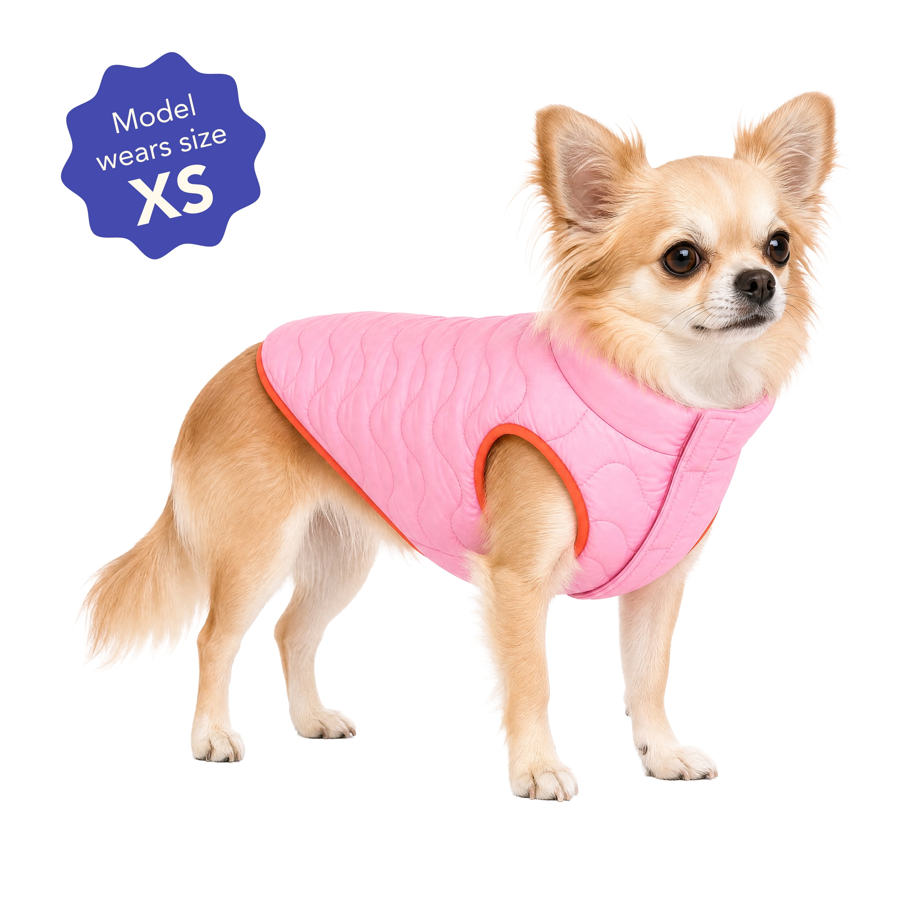 Oodles Quilted Fall Puffer Dog Jacket, Pink, XS