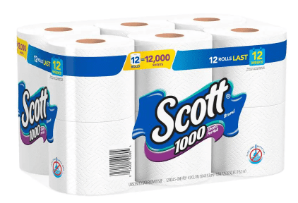 Scott White Toilet Tissue (1000-Sheet 12 Rolls Per Pack) (2-Pack)