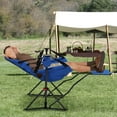 thumbnail image 3 of Ainfox Foldable Portable Rocking Camping Chairs with Footrest, Cup Holder, Pillow, Blue, 3 of 11