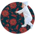 thumbnail image 1 of Large Round Floor Mat Round Rugs Flower Seamless Pattern Retro Carpet Non-Slip Soft Yoga Kid's Play Pet Floor Mat for Bedroom Study Room Living Room Kitchen, 3.3-Feet, 1 of 7