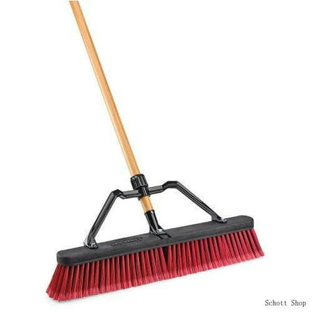 

827 push broom with hard polymer support brace 24 medium-duty bristles wood handle
