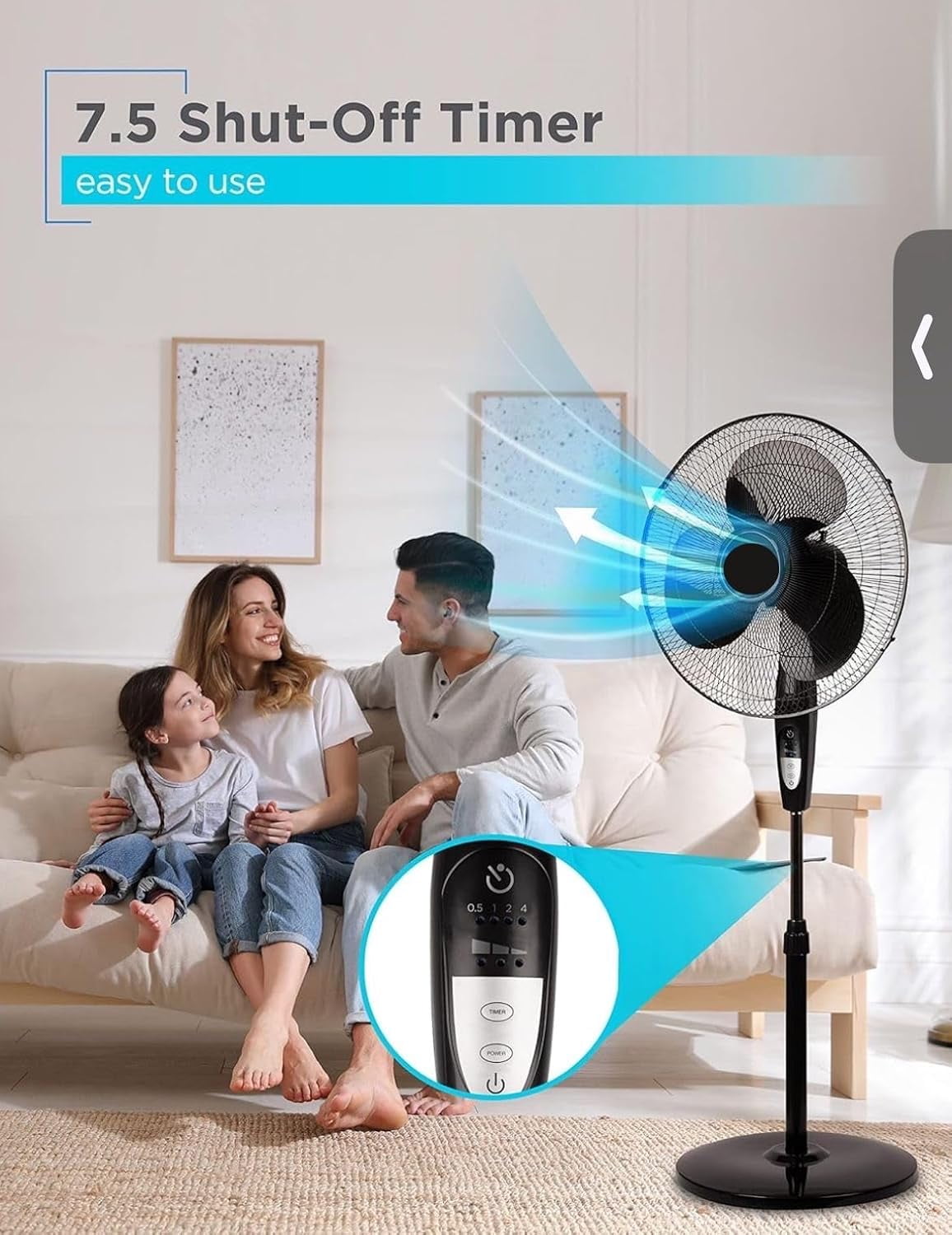 KME Dailytrade Pedestal Fan, 16-inch, 3-Speed, Oscillating, Remote, Black