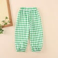 thumbnail image 2 of Toddler Girls Pants Soft Breathable Ice Silk Casual Sports Proof Elastic Waist With Checkered Print Kids Bottoms Size 12-18 Months, 2 of 7