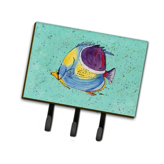 Carolines Treasures 8576TH68 Tropical Fish on Teal Leash or Key Holder Triple Hook multicolor