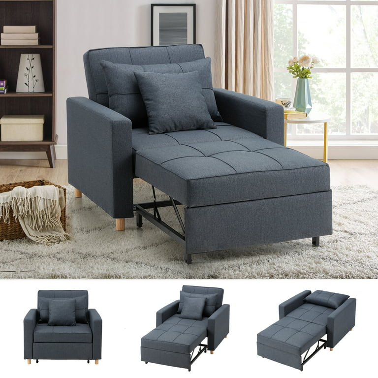 Yodolla 3-in-1 Futon Sofa Bed Chair,Convertible Sofa Sleeper-Dark Gray