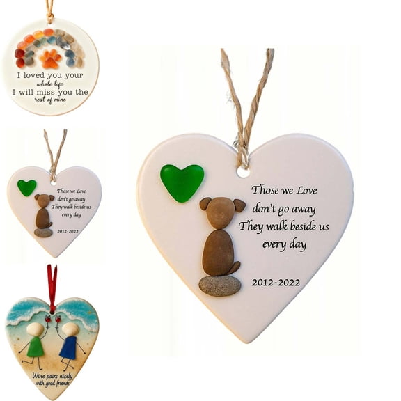 Fwttom 2D Flat Acrylic Hanging Decorations - Sea Glass Artwork Holiday Gifts for Friends, Family, Lover, Christmas Tree Ornaments