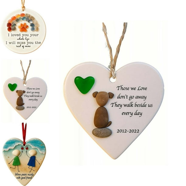 Adorno de Cristal Marino En Forma de Corazón para La Amistad | Regalo Hecho a Mano para Hermana | Adornos Navideños para Colgar En El Árbol | Recuerdo En Forma de Corazón
