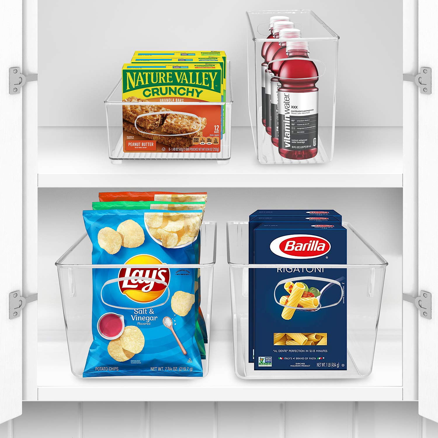 Sorbus 4-Piece Clear Open Storage Bins Set - Stackable Fridge & Pantry Organizers
