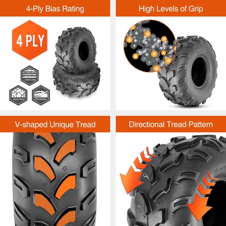 Halberd 18x9.5-8 ATV Tires – Set Of 2, Heavy Duty 4PR Tubeless, Herringbone Tread