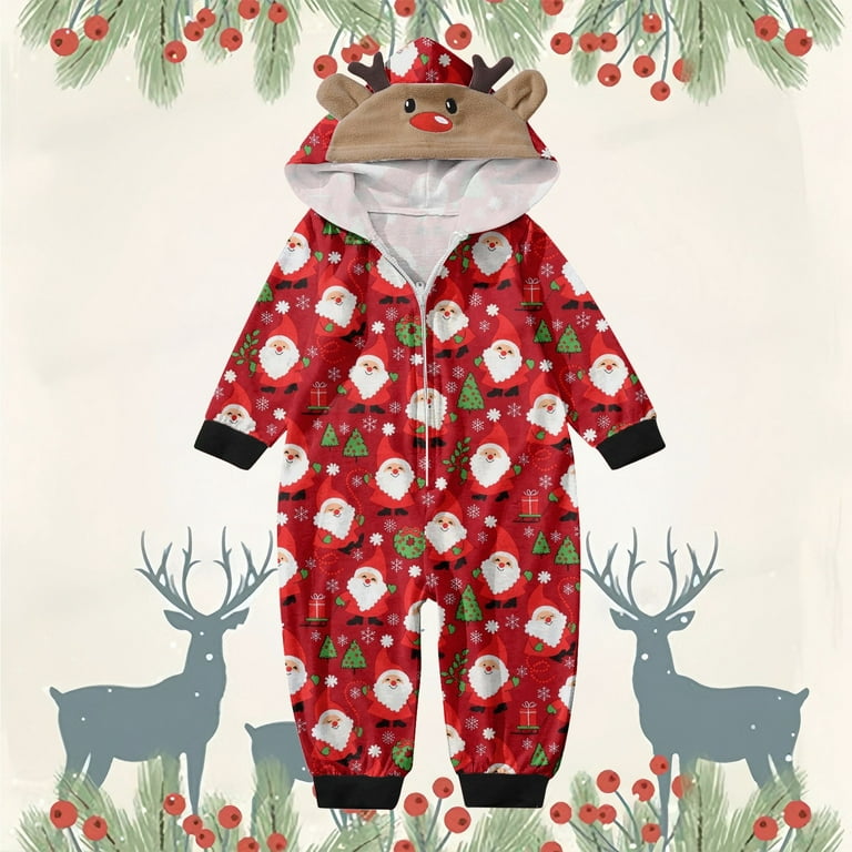 Matching Christmas Reindeer Onesie Pajamas for Family Zipper Hooded Jumpsuits for Women Plus Size Vintage Xmas Pjs Vacation Loungewear Cotton