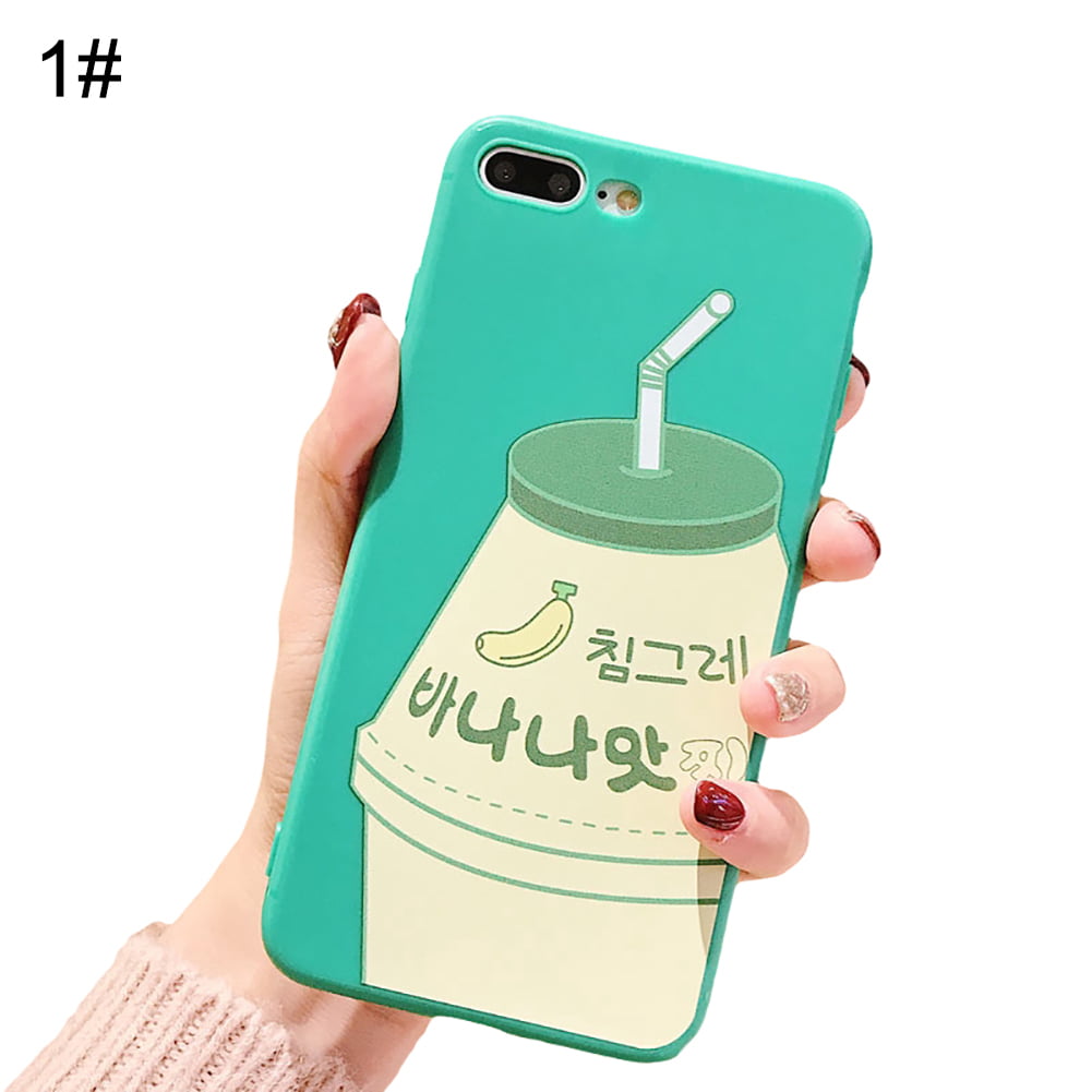 Korean Pink Strawberry Yogurt Mobile Phone case for iPhoneX XR XS MAX Couple Mobile Phone case for iPhone 7 6 8 Plus case,Red,for iPhone XR 
