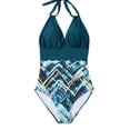 thumbnail image 3 of Women's One Piece Swimsuit V Neck Tummy Control Swimwear Bathing Suits, 3 of 5