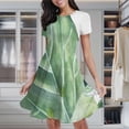 thumbnail image 2 of Tropical Green Leaves Plant Women's Classic Swing Skater Dress Casual Work Party Cocktail Dresses, 2 of 6