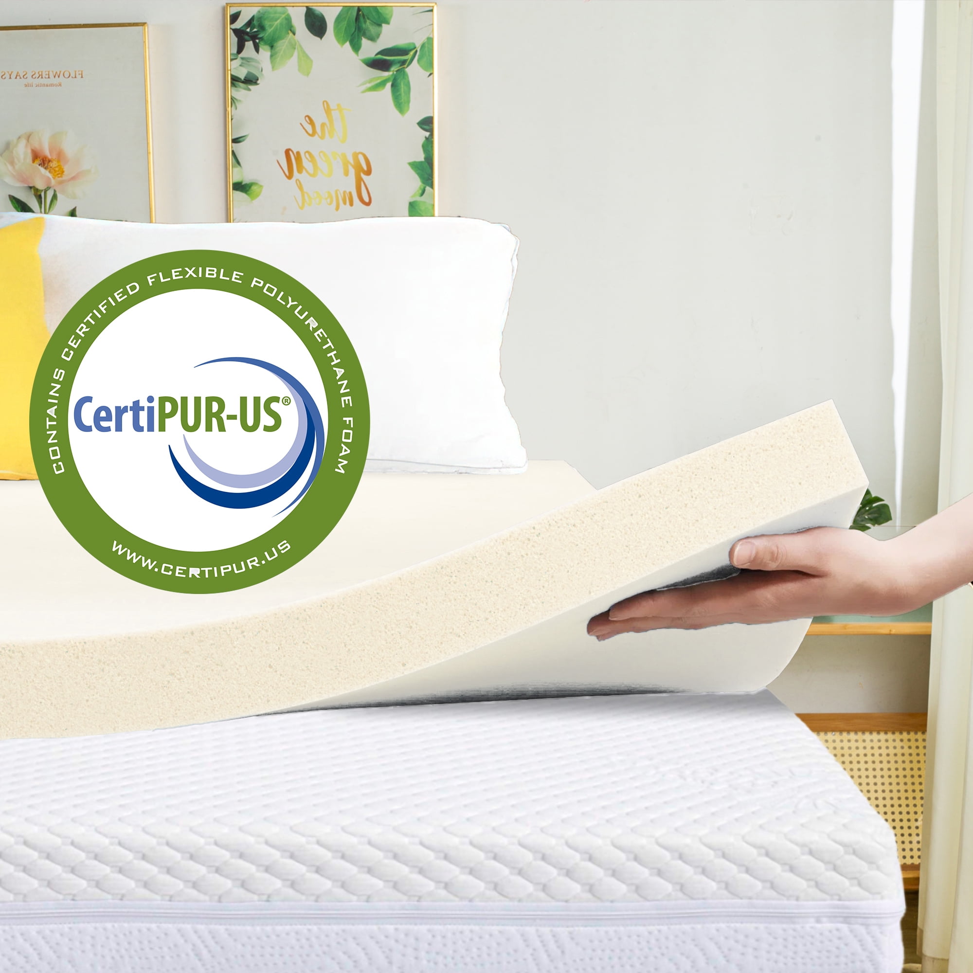 Continental Sleep, 1" Memory Foam Mattress Topper, Full-Copper-Infused