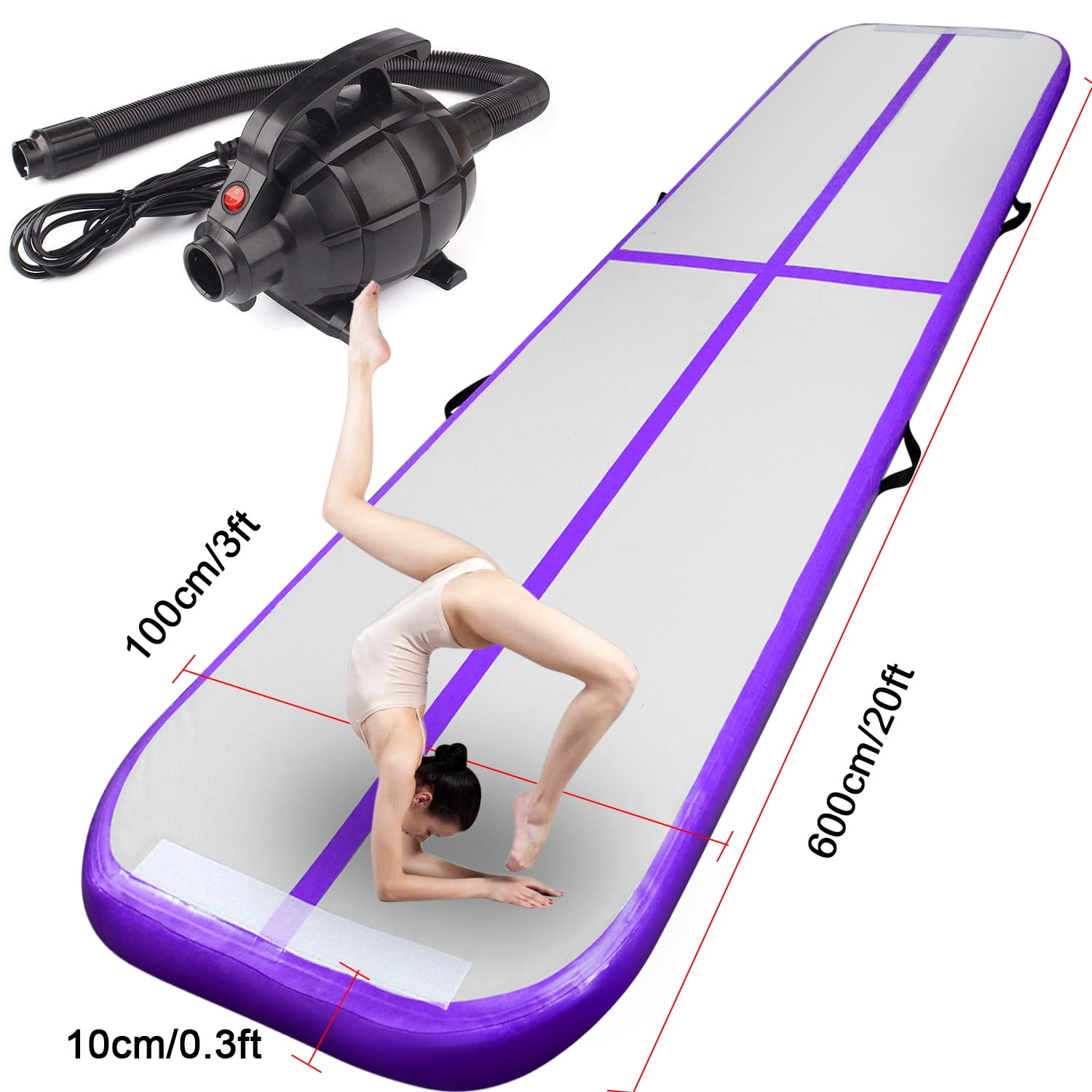 6m Inflatable Air Track Tumbling Gymnastics Mats Floor Tumble Training with Pump 