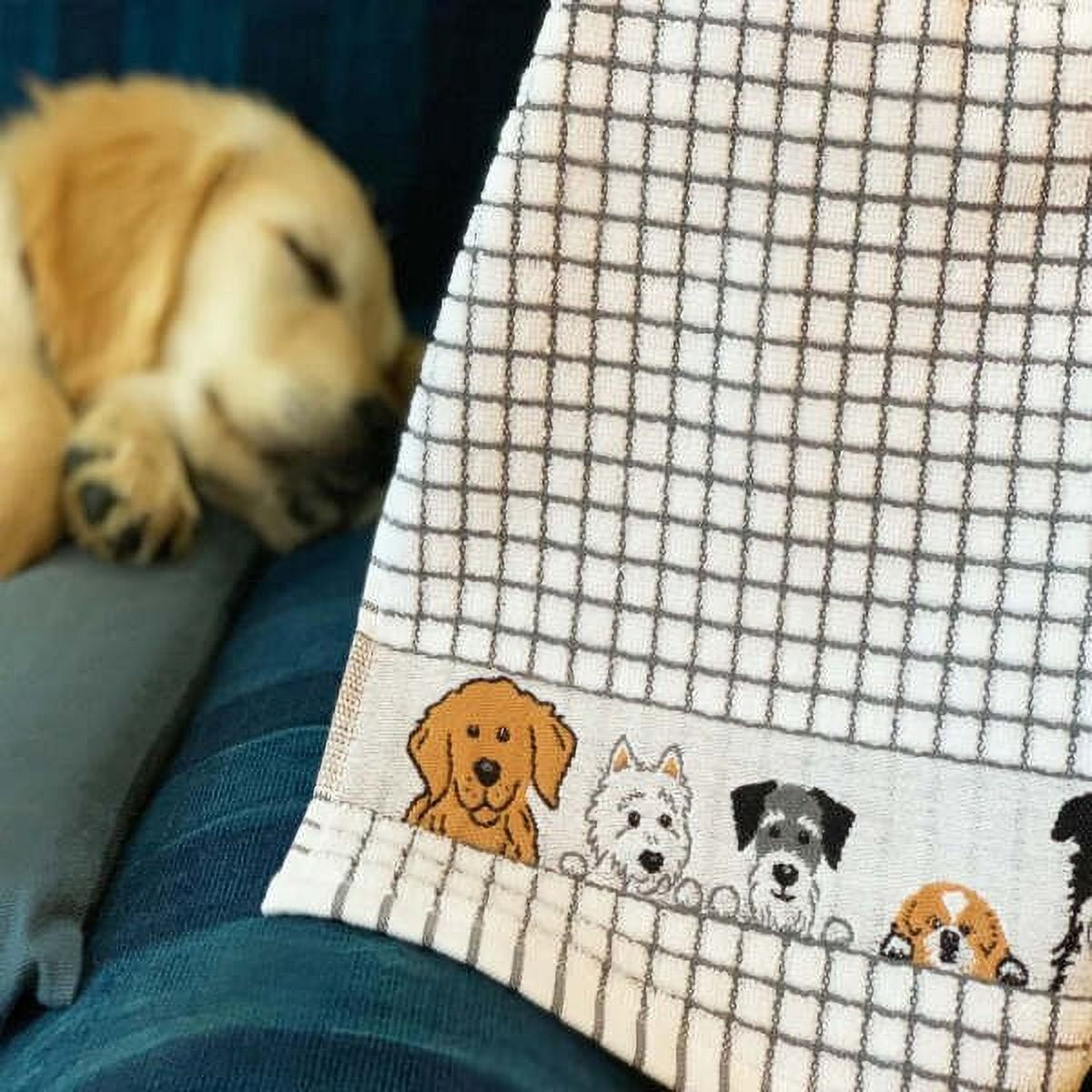 Poli-Dri Cotton Tea Towel Kitchen Towel Dog 2-Pack Black/White by Samuel Lamont