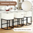 thumbnail image 4 of ClinQ 26" Counter Height Bar Stools Set Of 3, PU Leather Barrel Stools With Back And Arms For Kitchen Island, White, 4 of 10