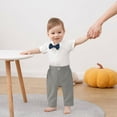 thumbnail image 2 of ZOEREA Baby Boy Clothes Toddler Boy Outfits 4PCS Gentleman Dress Romper/Vest/Pants/Bow Tie Cotton Suit Sets, 2 of 9