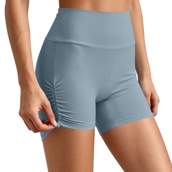 Hurxie Biker Shorts 4'' - High Waisted Booty Workout Volleyball Yoga Womens Shorts Blue,L