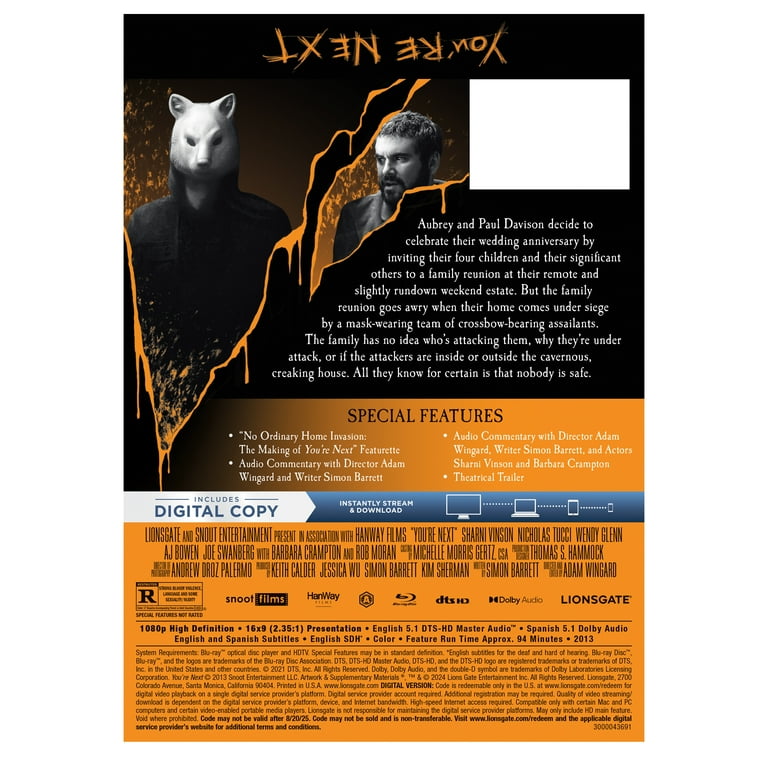 You're Next (Steelbook) (Blu-ray + Digital) Horror, Lionsgate