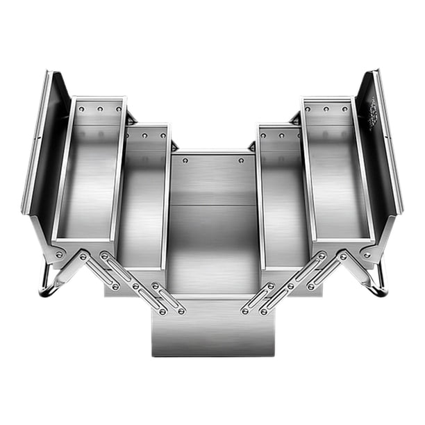 Caja de herramientas organizadora de acero inoxidable plegable resistente con asa para maleta de coche tres capas