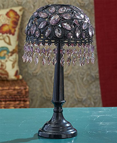 BEADED SHADE FOR WINDOW TABLE NIGHT LIGHT ELECTRIC CANDLE  AMETHYST 