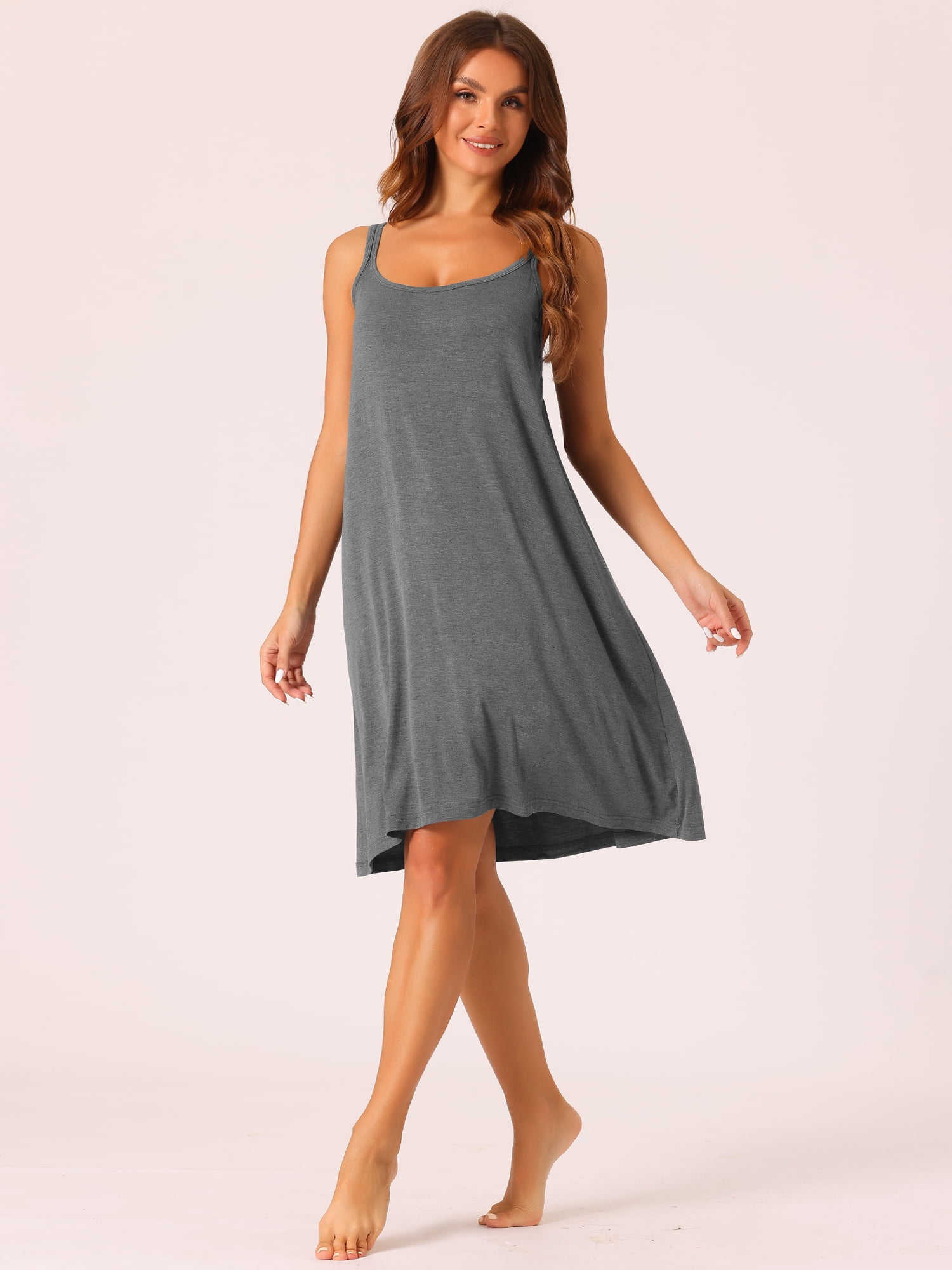 DARING DIVA Women's Backless Loose Sleep Dress Cross Back Night Dress 2XL Dark Grey